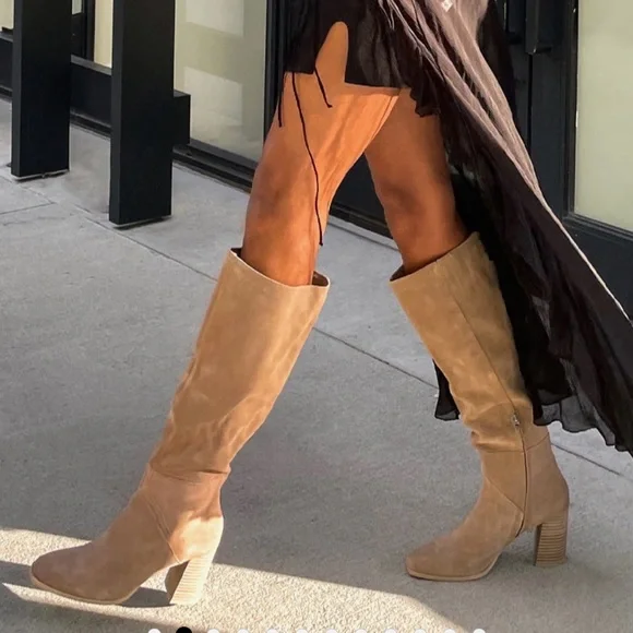 Dolce Vita Flynn Truffle Suede Knee Hogh Boots NEW - Picture 3 of 9